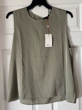Quince Silk and Spandex Sleeveless Shell Top in Sage